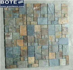 China Multicolor Slate Mosaic Tile Split Face