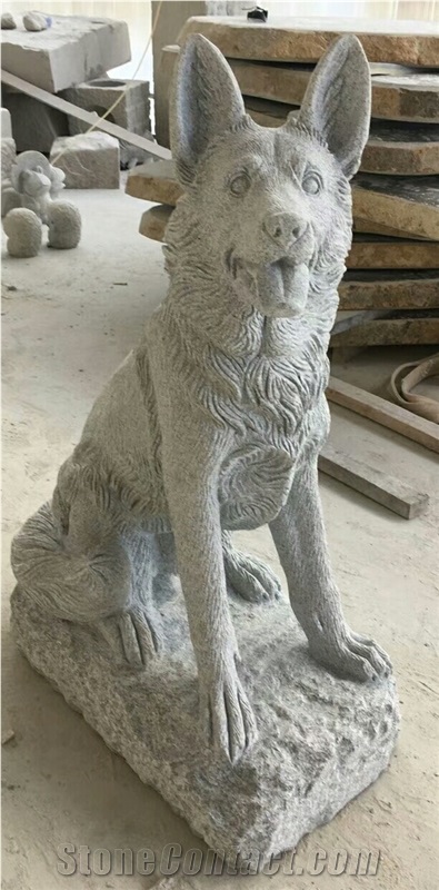 Dog Handcarved Animal Sculptures G603 Grey Granite