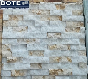 Pure White with Beige Marble Cultural Stone Wall Cladding Ledge Stone