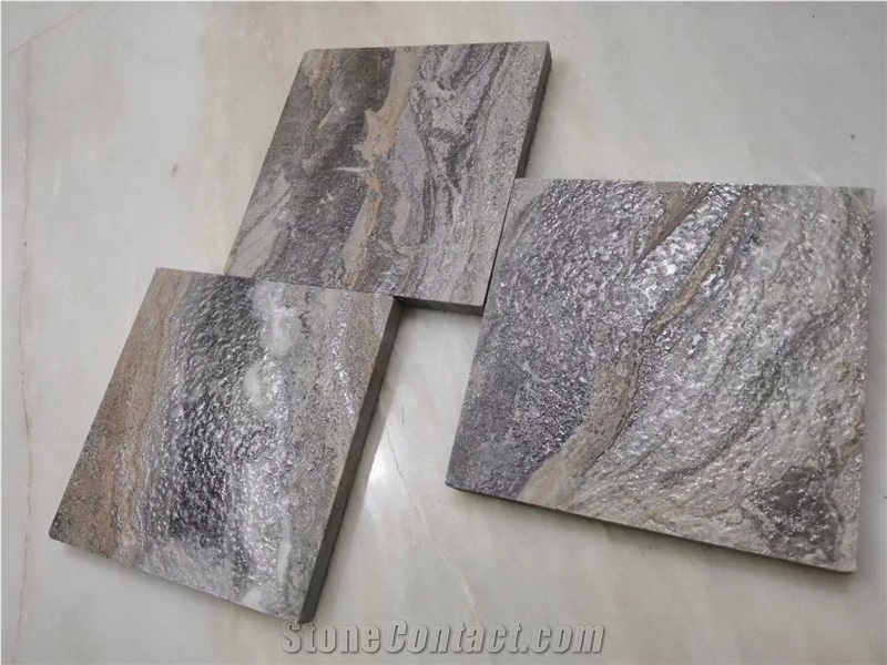 Acid Wahshing Grey White Marble Leather Finish Marble Tile