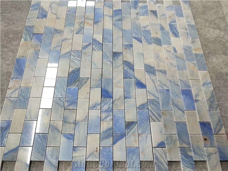 Azul Macaubas Blue Quartzite Marble Mosaic Flooring Wall Mosaic Art