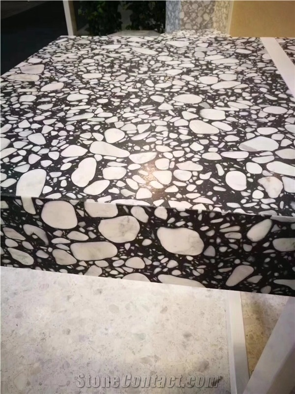 Black and White Artificial Marble Stone Walling Tile Kitchen Covering