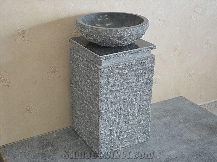 China Juparana Granite Pedestal Basin,China Granite Free Standing Sink
