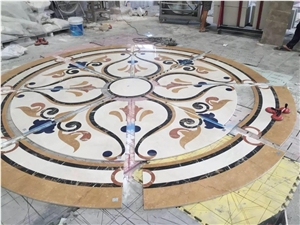 China Multicolor Marble Water Jet Medallion,Round Flooring Medallions