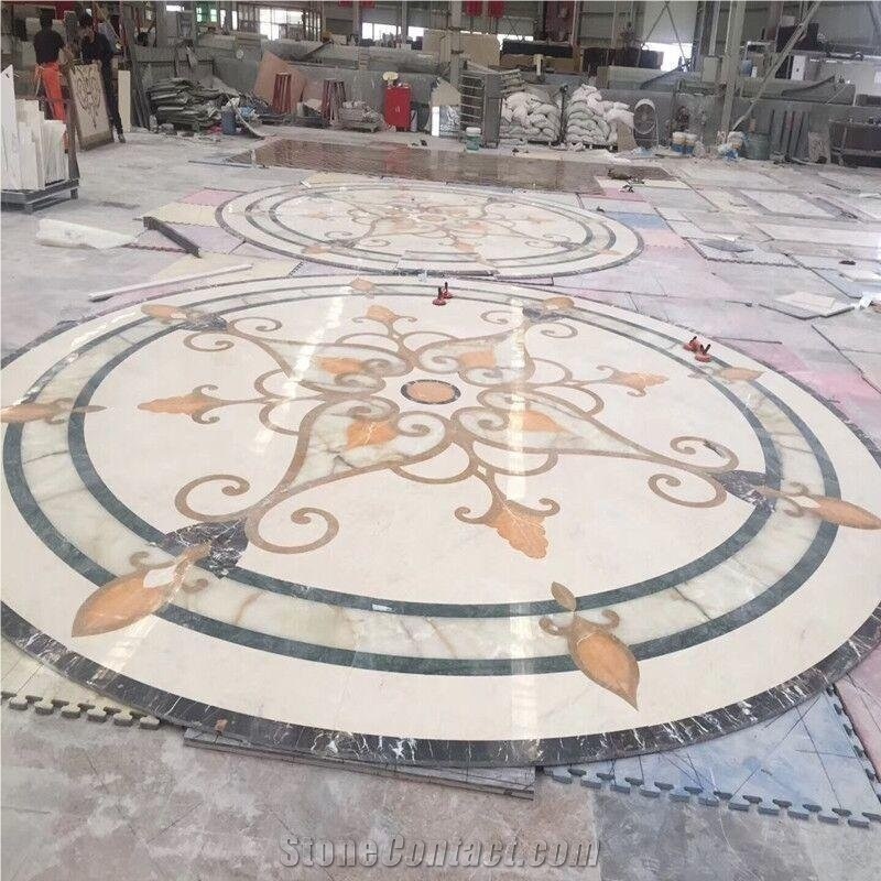 China Multicolor Marble Water Jet Medallion,Round Flooring Medallions