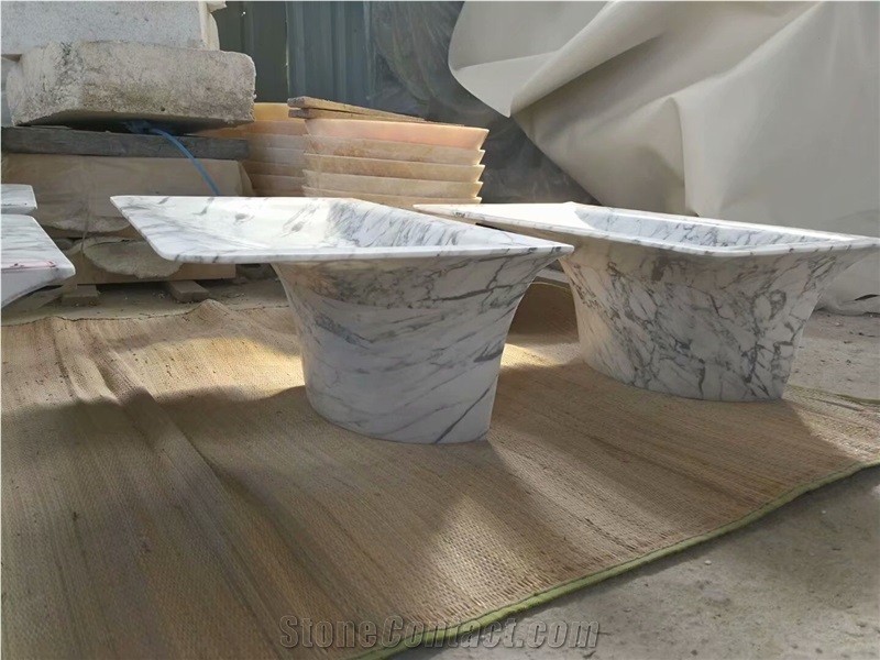 Custom Solid Marble Farm Sinks Arabescato Marble Bathroom Sinks