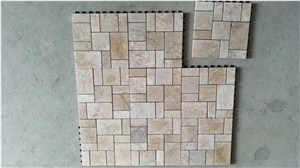 French Pattern Light Beige Travertine Tile for Bathroom Floor
