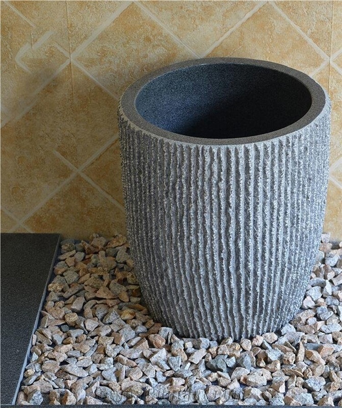 G654 Dark Grey Granite Pedestal Sink,Standing Granite Wash Bowls