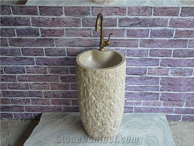 G654 Granite Pedestal Sink,Nature Stone Free Standing Wash Basins