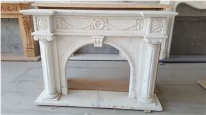 Handcarved Marble Han White Fireplace Mantel