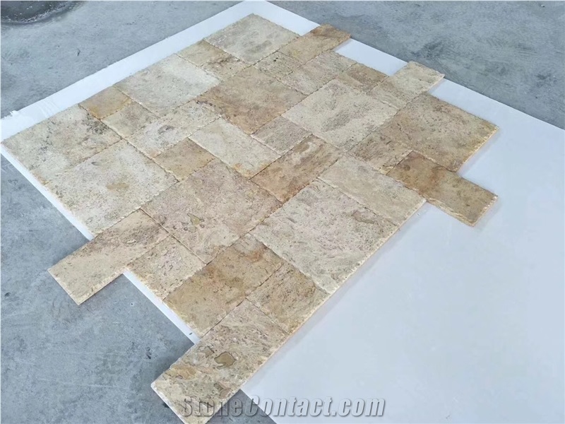 Honed Light Travertine French Pattern Tile for Bathroom Floor Tiles