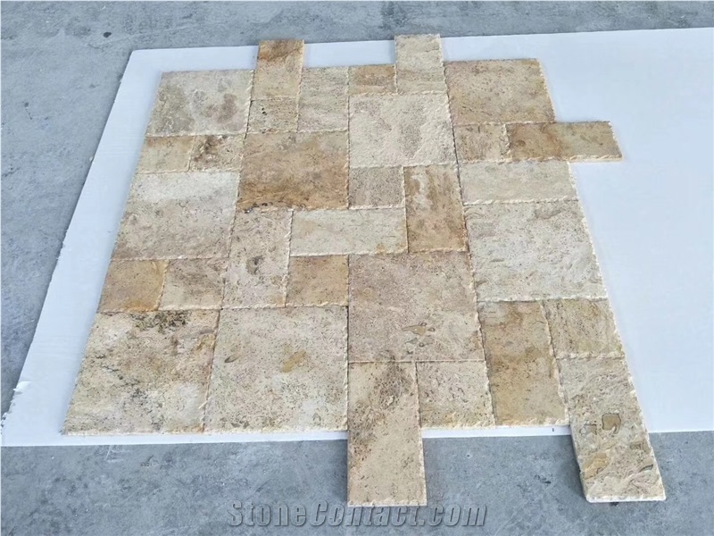 Honed Travertine Tile French Pattern Light Beige Travertine Floor Tile