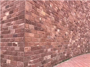Red Sandstone Wall Cladding Stone Wall Application Veneer Natural Splt