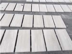 Sandblasted White Wood Marble Flooring Tiles Walling Marble