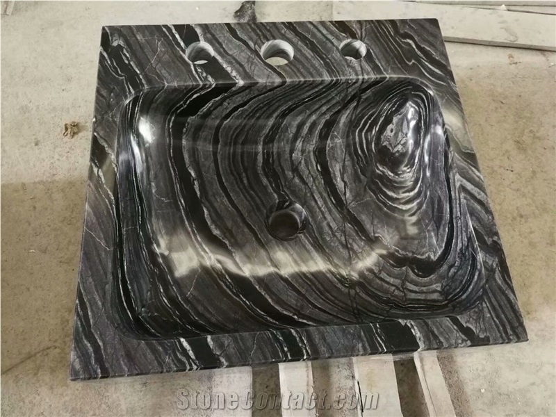 Solid Black Marble Farm Sinks Black Marquina Polished Rectangle Sinks