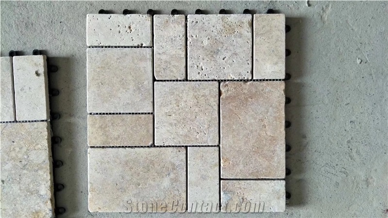 Tumbled Light Beige Travertine Tiles For Kitchen Floor From China