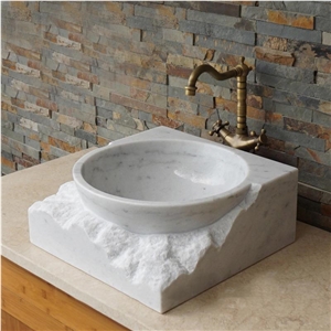 Washing Bathroom Sinks,Guangxi White Marble Bathroom Basins