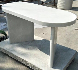 White and Black Marble Desk Table Top Dinner Table Chair