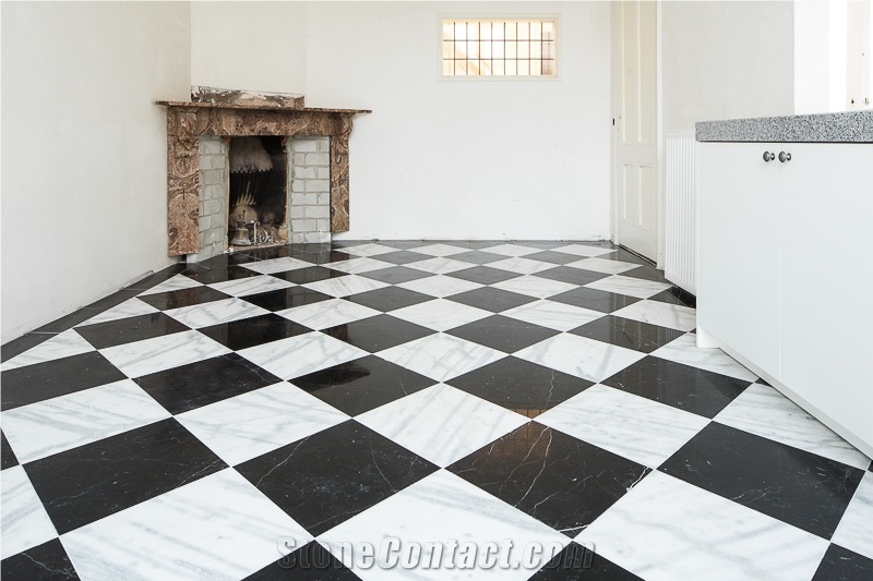 White and Black Marble with Veins Wall and Flooring Tile Patterns