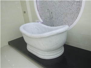 White Carrara Bath Tub Polished White Marble Tubs