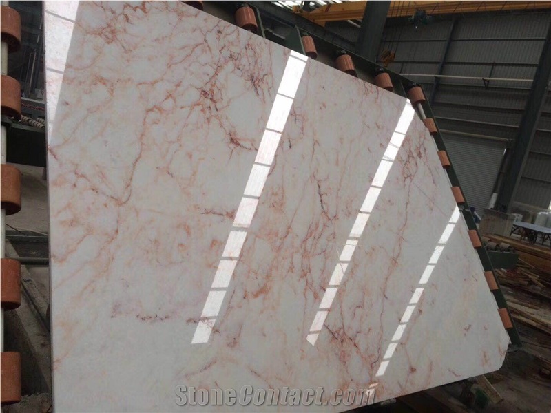 White Onyx with Pink Slab Backlit Wall Tile Flooring Kitchen