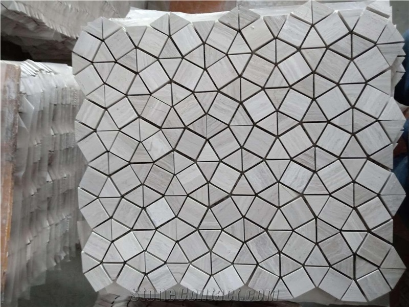 White Wood Grain Marble Mosaic Tile for Backsplash