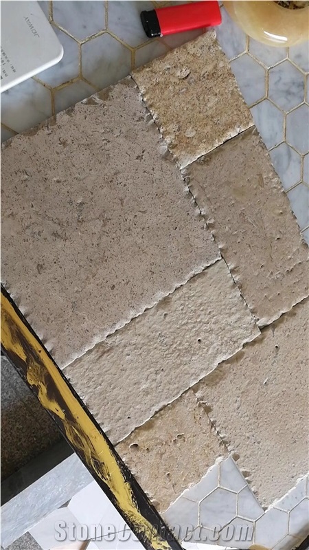 Yellow Limestone French Pattern Cladding Stone Veneer Wall Tile