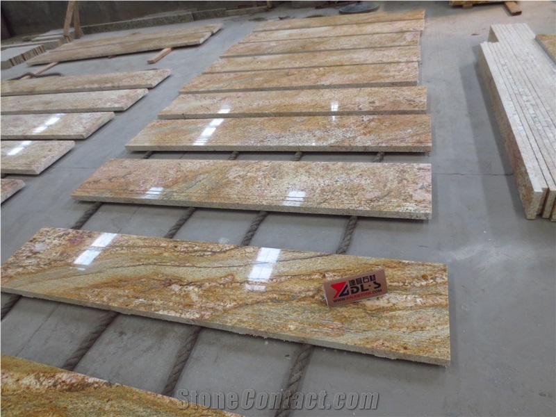 Imperial Gold Granite Stair Steps Riser Treads Hotel Project Stone