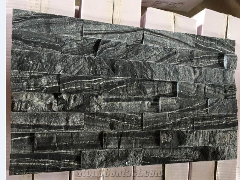 Natural Split Black Forest Wooden Marble Cultured Stone Wall Cladding