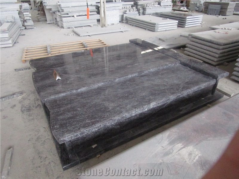 Polished Natural Blue Granite Western Style Tombstones