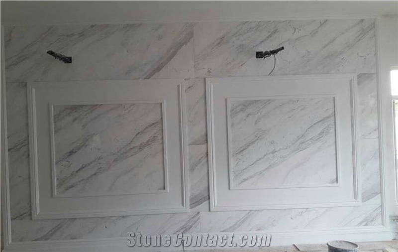 Polished Surface Volakas White Marble Slabs Tiles