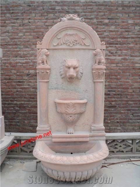 Beige Marble or Pink Marble Wall Fountain