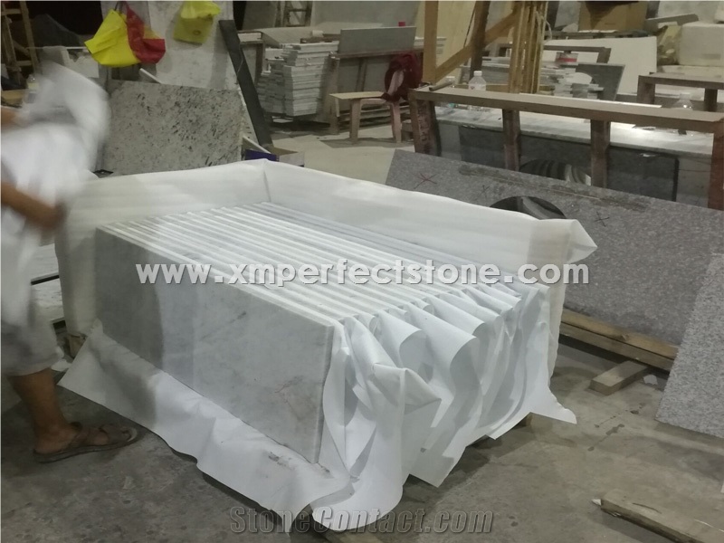 China Carrara White Polished Marble, Square Custom Cut Marble Table