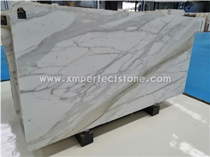 Engineered Stone Marble Look Calacatta White Quartz Stone Slabs