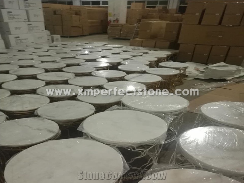 Round Table Tops White Marble for Restaurant