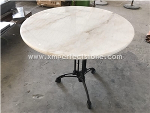 White Onyx Round Shaped Solid Stone Coffee Tops