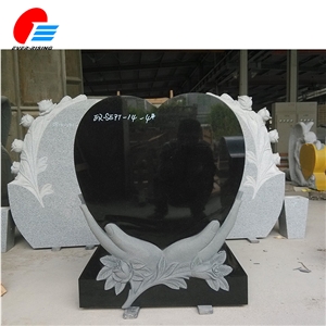 China Shanxi Jet Black Granite Hand with Single Heart Monument