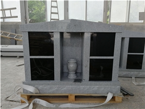 Gray Granite 2 Niches Small Columbarium With Black Shutter