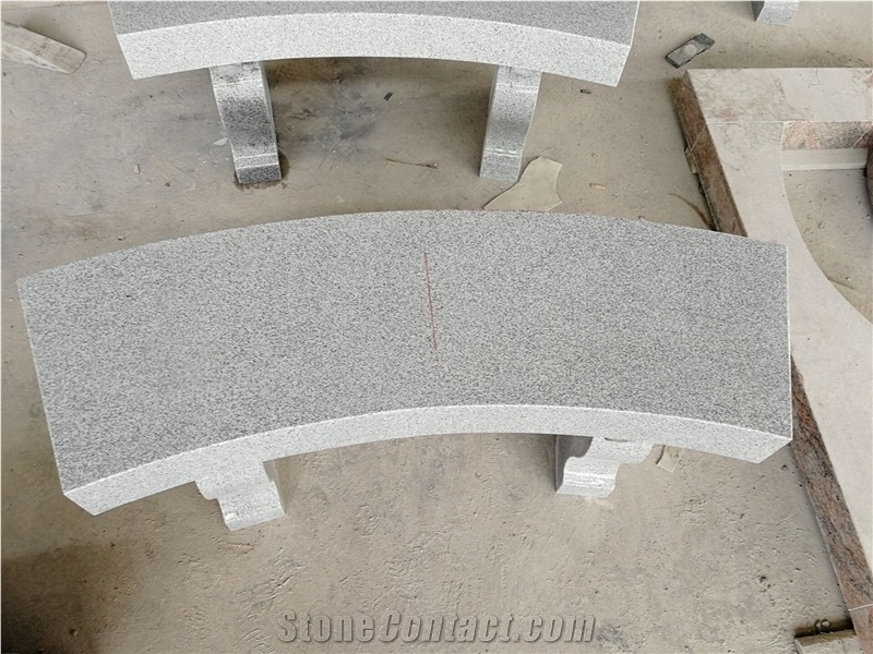 G633 Light Gray Granite Curved Bench with Harp Legs