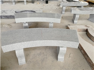 G633 Light Gray Granite Curved Bench with Harp Legs