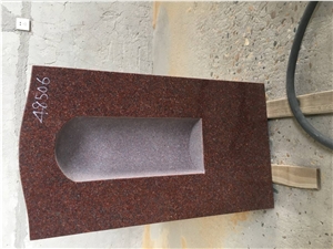 India Red Granite Monument with 4 Inch Deep Curved Niche Cutout