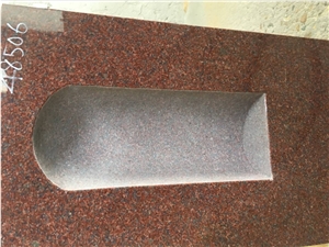 India Red Granite Monument with 4 Inch Deep Curved Niche Cutout
