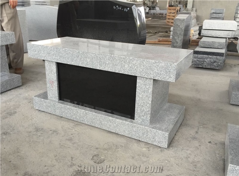Light Gray Granite G633 One Niche Small Columbarium Bench Shaped