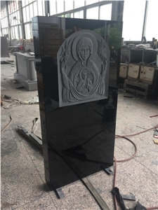 Shanxi a Black Granite Monument with Saint Carving on Front