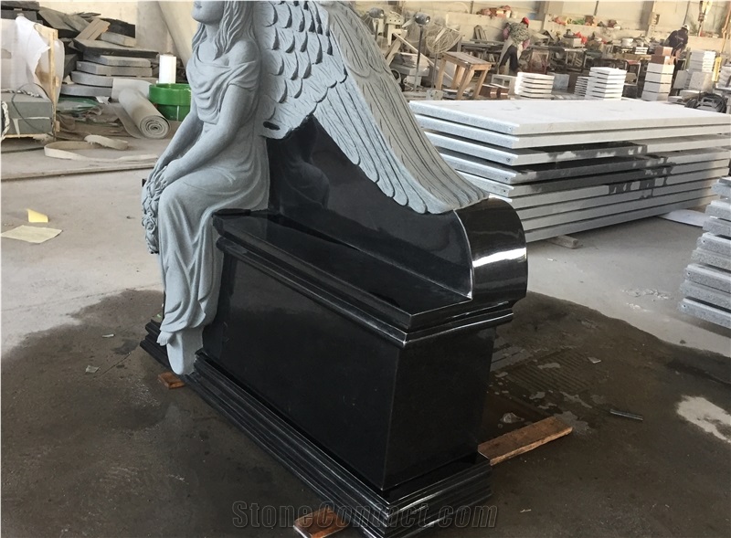 Shanxi Black Pedestal Niche with Angel Sitting