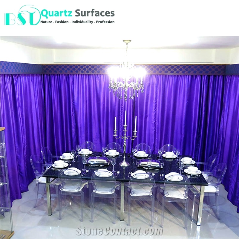 Crystal Quartz Stone Kitchen Countertops with Purple Metal