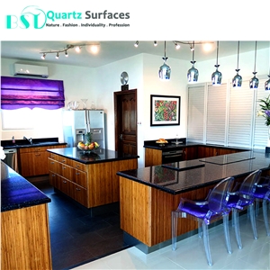 Crystal Quartz Stone Kitchen Countertops with Purple Metal