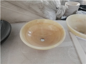 Rosin Yellow Honey Onyx Vessel Sink Bowls