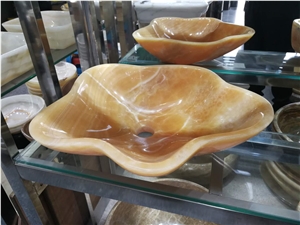 Rosin Yellow Honey Onyx Vessel Sink Bowls