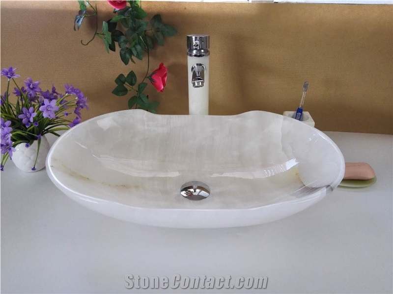 White Onyx Fashionable Design Wash Basins